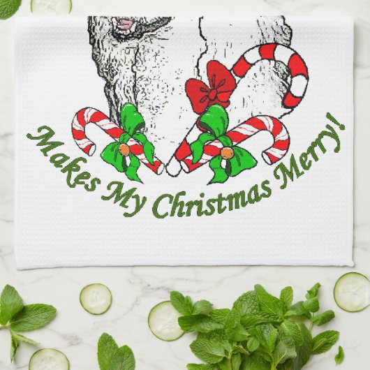 Poodle-kerstfeest Theedoek (Gevouwen)