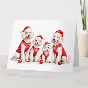 Poodle Kerstjurk Kerstman Hoed Kaart