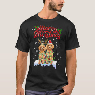 Poodle-kerstlampjes die overeenkomen met familie-k t-shirt