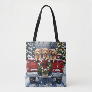 Poodle Kerstmis Rode Truck Vakantie Draagtas