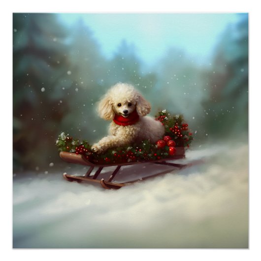 Poodle Kerstmis sneeuw winter Perfect Poster (Voorkant)