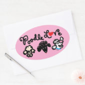 Poodle Love Ovale Sticker (Envelop)