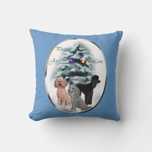 Poodle Lovers Kerstmis Kussen (Voorkant)