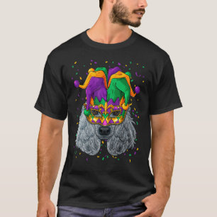 Poodle Mardi Gras Dog Face Carnival Jester Festiva T-shirt