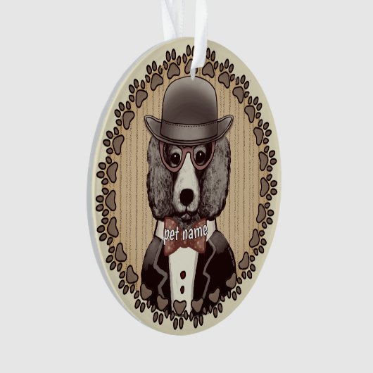 Poodle met bril ornament (voorkant)