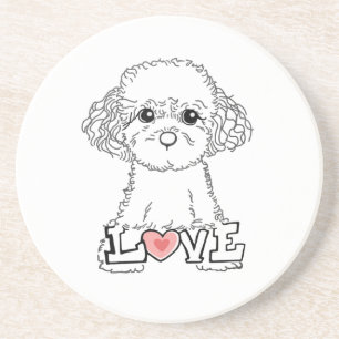 Poodle met Liefde Zandsteen Onderzetter