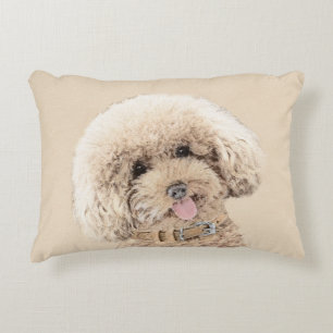 Poodle Miniature Speelgoed Abriot Cream Brown Dog  Accent Kussen