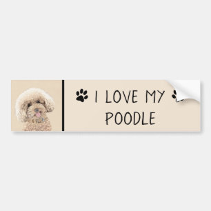 Poodle Miniature Speelgoed Abriot Cream Brown Dog Bumpersticker