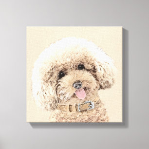 Poodle Miniature Speelgoed Abriot Cream Brown Dog Canvas Afdruk