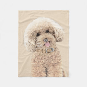 Poodle Miniature Speelgoed Abriot Cream Brown Dog  Fleece Deken