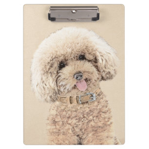 Poodle Miniature Speelgoed Abriot Cream Brown Dog Klembord