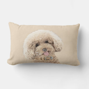 Poodle Miniature Speelgoed Abriot Cream Brown Dog Kussen