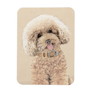 Poodle Miniature Speelgoed Abriot Cream Brown Dog  Magneet