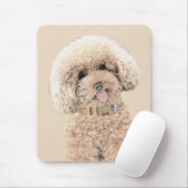 Poodle Miniature Speelgoed Abriot Cream Brown Dog Muismat (Met muis)
