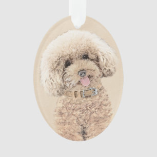 Poodle Miniature Speelgoed Abriot Cream Brown Dog  Ornament