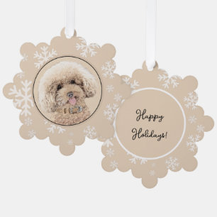 Poodle Miniature Speelgoed Abriot Cream Brown Dog Ornament Kaart