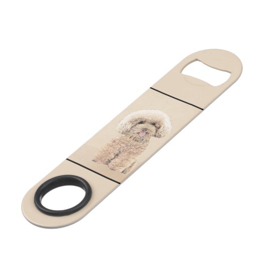 Poodle Miniature Speelgoed Abriot Cream Brown Dog Speed Flessenopener (Voorkant Gekanteld)