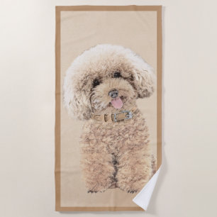 Poodle Miniature Speelgoed Abriot Cream Brown Dog Strandlaken