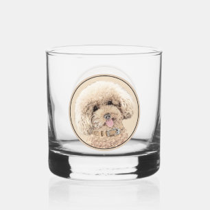 Poodle Miniature Speelgoed Abriot Cream Brown Dog Whisky Glas