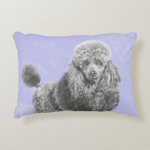 Poodle Miniature Speelgoed Silver Gray Blue Dog Ar Accent Kussen