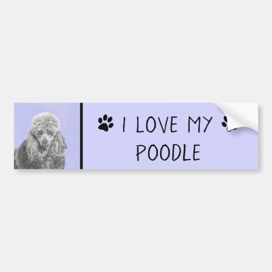 Poodle Miniature Speelgoed Silver Gray Blue Dog Ar Bumpersticker (Voorkant)