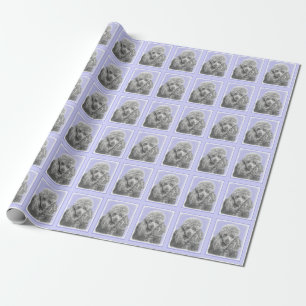 Poodle Miniature Speelgoed Silver Gray Blue Dog Ar Cadeaupapier