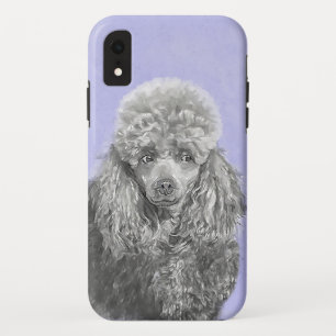 Poodle Miniature Speelgoed Silver Gray Blue Dog Ar iPhone XR Hoesje
