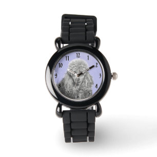 Poodle Miniature Speelgoed Silver Gray Blue Dog Ar Horloge