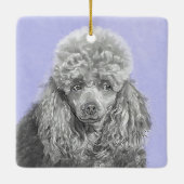 Poodle Miniature Speelgoed Silver Gray Blue Dog Ar Keramisch Ornament (Achterkant)
