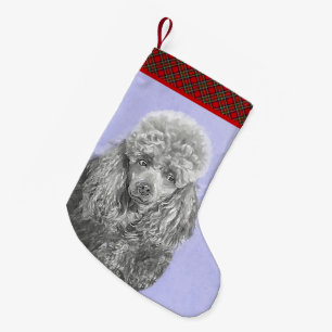 Poodle Miniature Speelgoed Silver Gray Blue Dog Ar Kleine Kerstsok