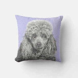 Poodle Miniature Speelgoed Silver Gray Blue Dog Ar Kussen