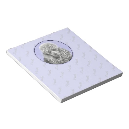 Poodle Miniature Speelgoed Silver Gray Blue Dog Ar Notitieblok (Schuin)