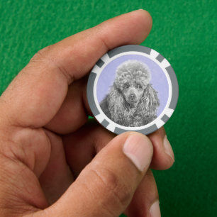 Poodle Miniature Speelgoed Silver Gray Blue Dog Ar Poker Chips