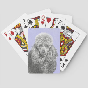 Poodle Miniature Speelgoed Silver Gray Blue Dog Ar Pokerkaarten
