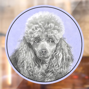 Poodle Miniature Speelgoed Silver Gray Blue Dog Ar Raamsticker