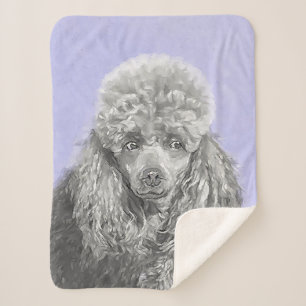 Poodle Miniature Speelgoed Silver Gray Blue Dog Ar Sherpa Deken