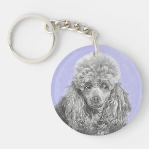 Poodle Miniature Speelgoed Silver Gray Blue Dog Ar Sleutelhanger