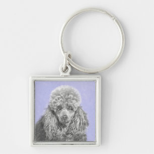 Poodle Miniature Speelgoed Silver Gray Blue Dog Ar Sleutelhanger