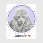 Poodle Miniature Speelgoed Silver Gray Blue Dog Ar Sticker (Vel)