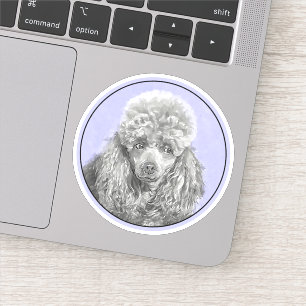 Poodle Miniature Speelgoed Silver Gray Blue Dog Ar Sticker