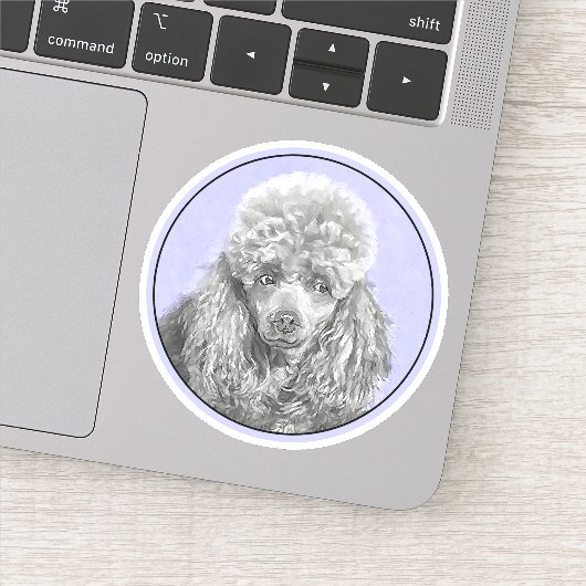 Poodle Miniature Speelgoed Silver Gray Blue Dog Ar Sticker (Detail)