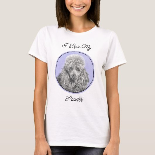 Poodle Miniature Speelgoed Silver Gray Blue Dog Ar T-shirt (Voorkant)