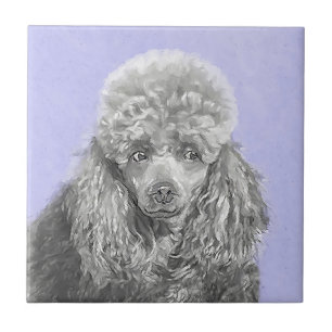 Poodle Miniature Speelgoed Silver Gray Blue Dog Ar Tegeltje