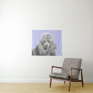 Poodle Miniature Speelgoed Silver Gray Blue Dog Ar Wandkleed