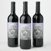 Poodle Miniature Speelgoed Silver Gray Blue Dog Ar Wijn Etiket (Flessen)