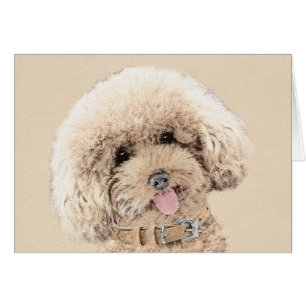 Poodle Miniature Toy Apricot Crème Chien Brown Art