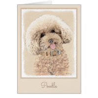 Poodle Miniature Toy Apricot Crème Chien Brown Art