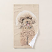 Poodle Miniature Toy Apricot Crème Chien Brown Art (Serviette à main)