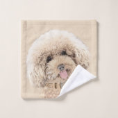 Poodle Miniature Toy Apricot Crème Chien Brown Art (Gant de toilette)