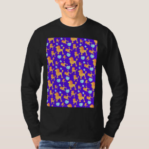 Poodle naadloos patroon met blauw briljant hart t-shirt